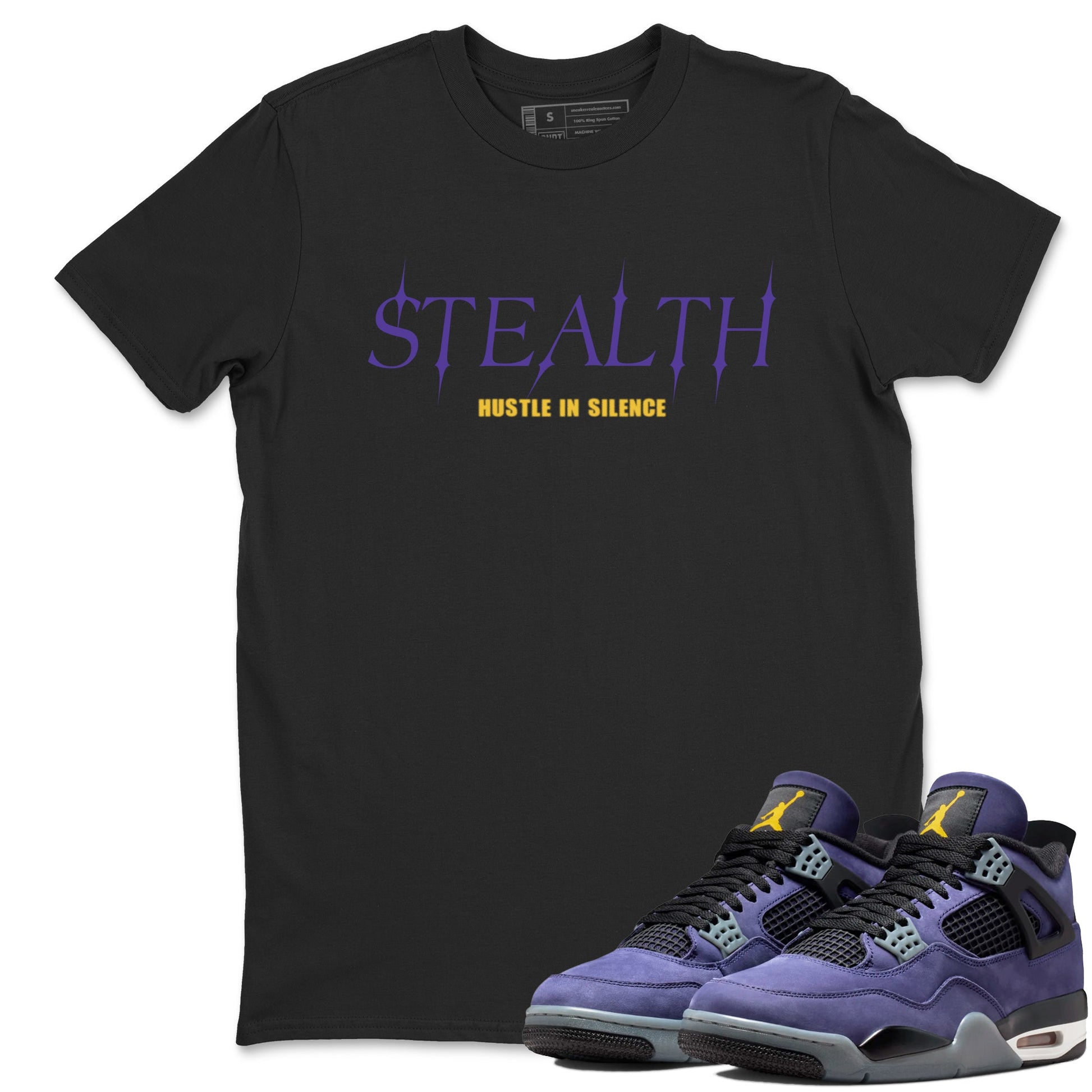 Sneaker match tees – Sneaker Tees To Match Air Jordan 4 Lakeshow Shoes – Stealth Tee Black 1