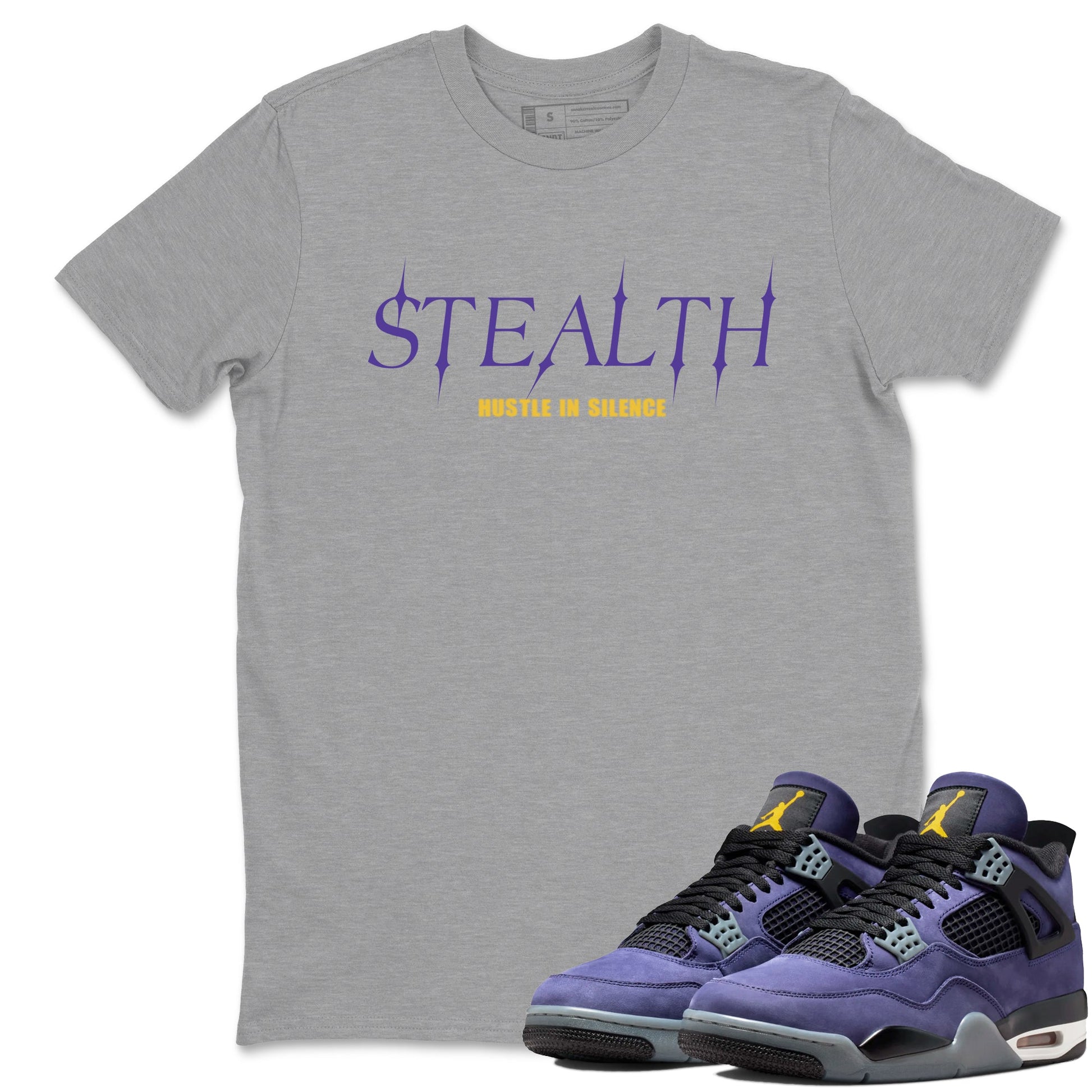 Sneaker match tees – Sneaker Tees To Match Air Jordan 4 Lakeshow Shoes – Stealth Tee Heather Grey 1