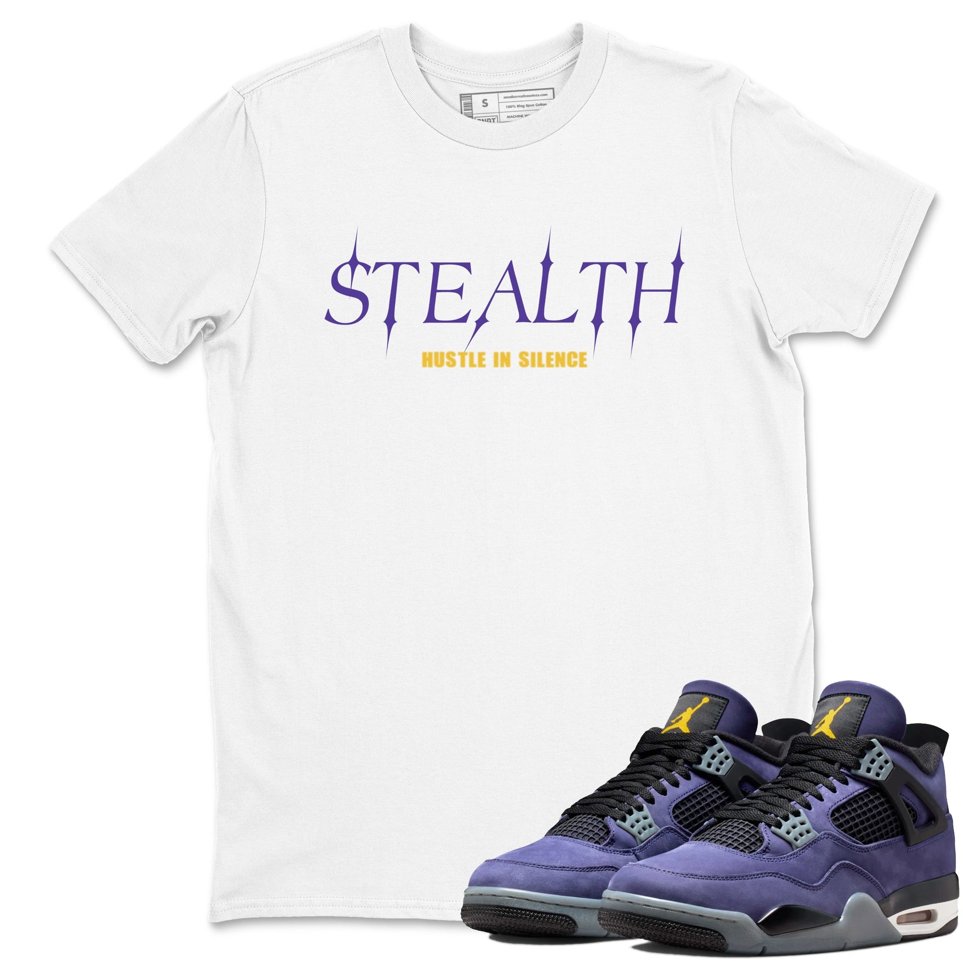 Sneaker match tees – Sneaker Tees To Match Air Jordan 4 Lakeshow Shoes – Stealth Tee White 1