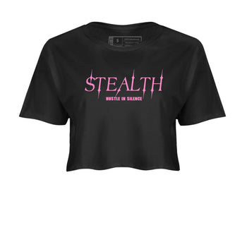 Perfect Valentine's Day Gifts graphic tee  – Sneaker Tees To Match Air Jordan 4 Pink Thunder – Stealth Crop T-Shirt Black 2