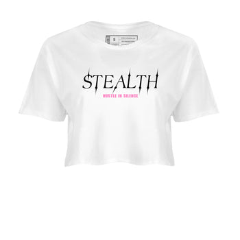 Perfect Valentine's Day Gifts graphic tee  – Sneaker Tees To Match Air Jordan 4 Pink Thunder – Stealth Crop T-Shirt White 2