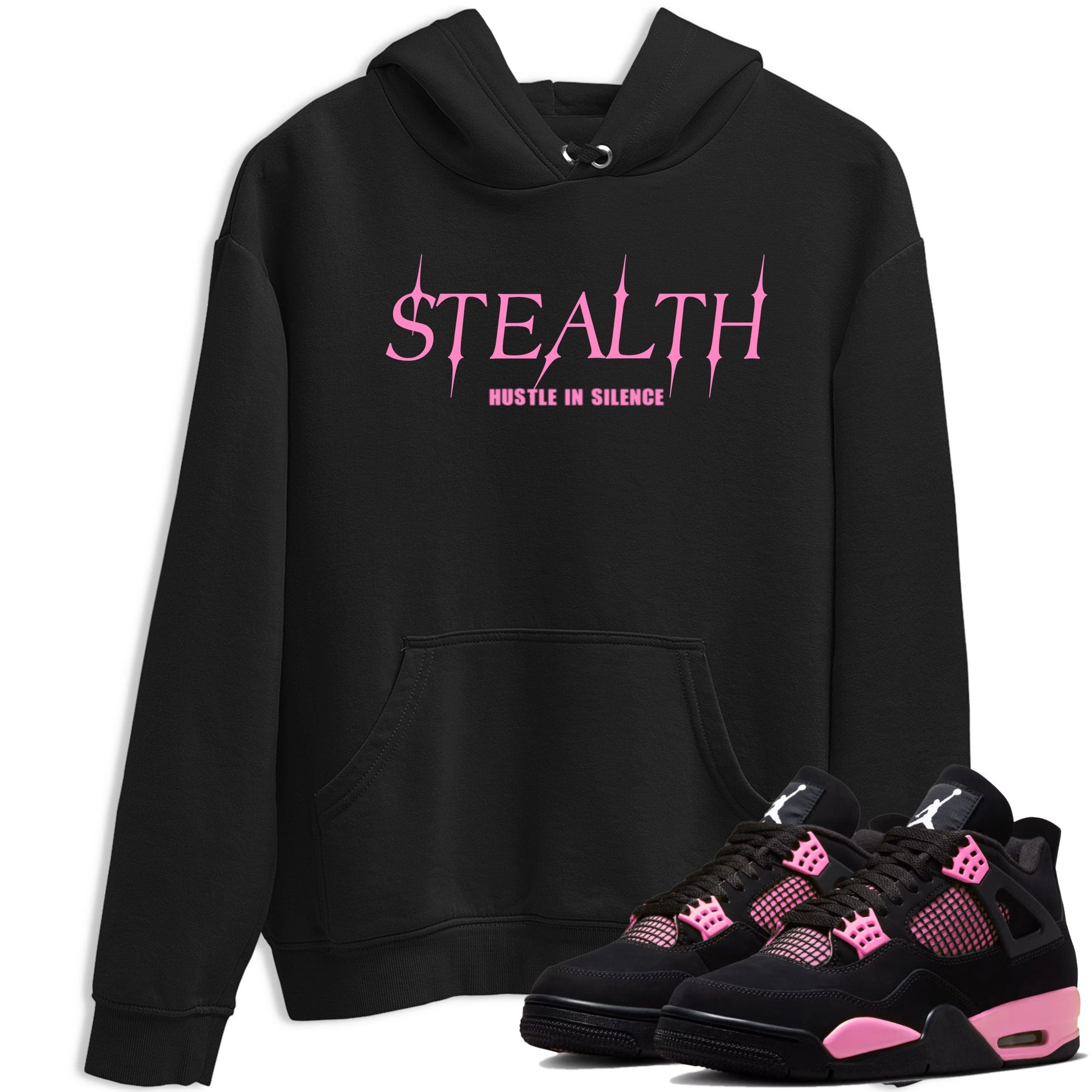 Perfect Valentine's Day Gifts graphic tee  – Sneaker Tees To Match Air Jordan 4 Pink Thunder – Stealth Tee Black 1