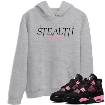 Perfect Valentine's Day Gifts graphic tee  – Sneaker Tees To Match Air Jordan 4 Pink Thunder – Stealth Tee Heather Grey 1