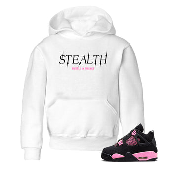 Perfect Valentine's Day Gifts graphic tee  – Sneaker Tees To Match Air Jordan 4 Pink Thunder – Stealth Kids Graphic T-Shirt White 1