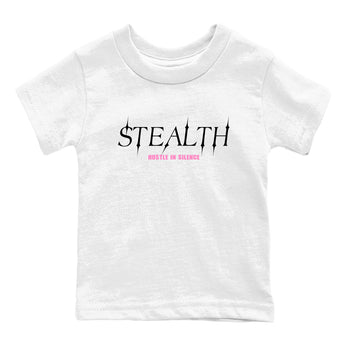 Perfect Valentine's Day Gifts graphic tee  – Sneaker Tees To Match Air Jordan 4 Pink Thunder – Stealth Kids Graphic T-Shirt White 2