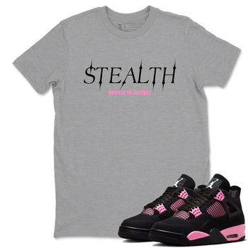 Perfect Valentine's Day Gifts graphic tee  – Sneaker Tees To Match Air Jordan 4 Pink Thunder – Stealth Tee Heather Grey 1