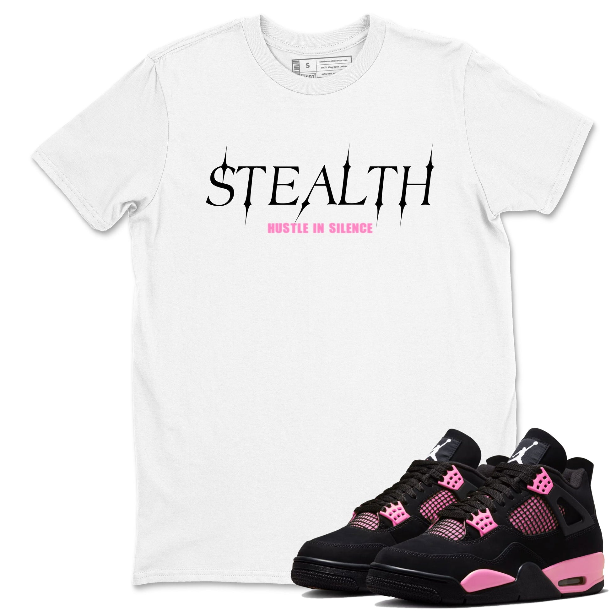 Perfect Valentine's Day Gifts graphic tee  – Sneaker Tees To Match Air Jordan 4 Pink Thunder – Stealth Tee White 1