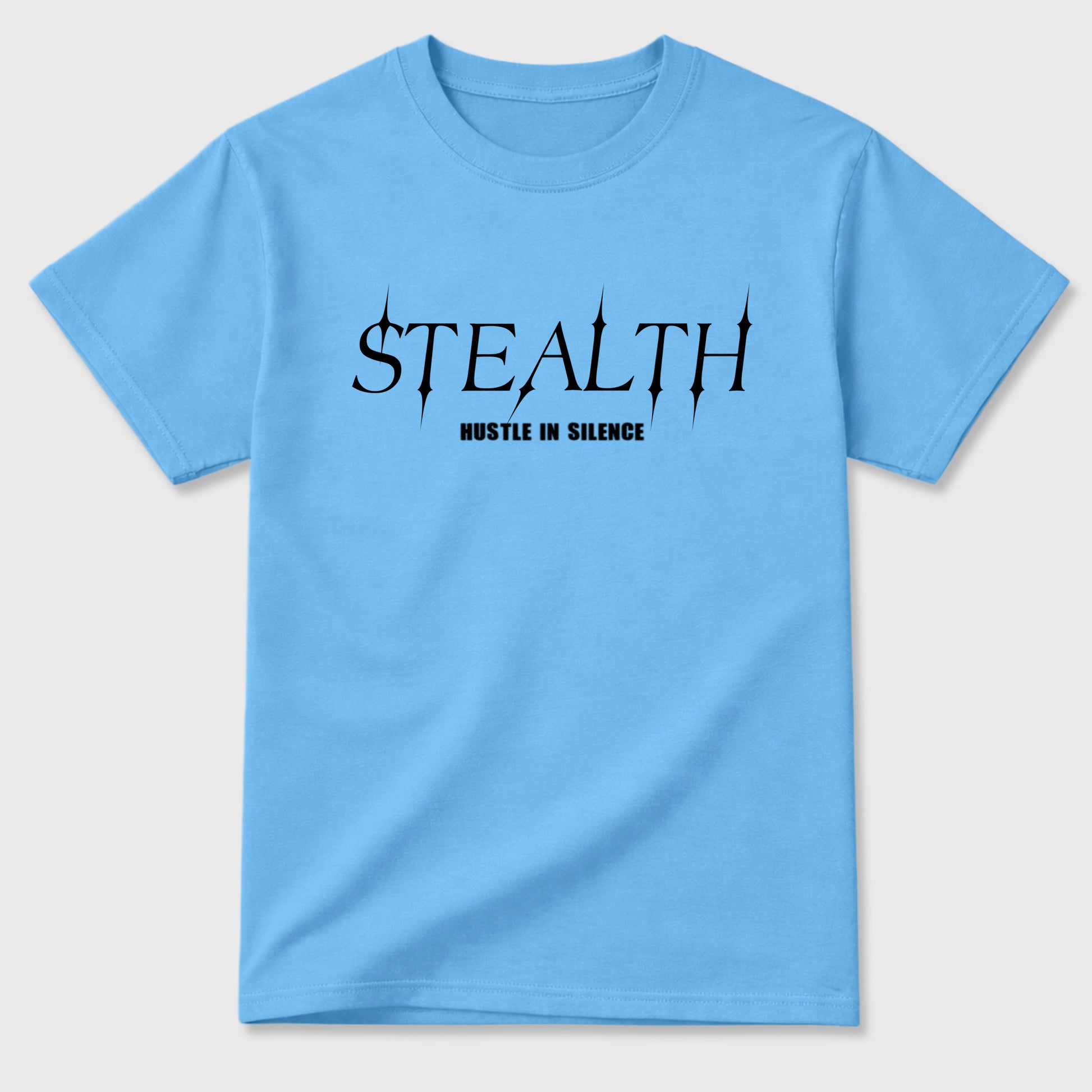 Stealth Graphic T-Shirt sneaker match tee designed for the Air Jordan 5 Black Carolina, featuring coordinated color options for a perfect streetwear match. Carolina Blue 2 shirt.
