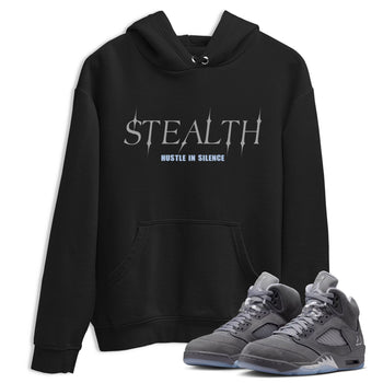 Sneakerfit for Sneakerheads – Sneaker Tees To Match Air Jordan 5 Wolf Grey Sneakers – Stealth Tee Black 1