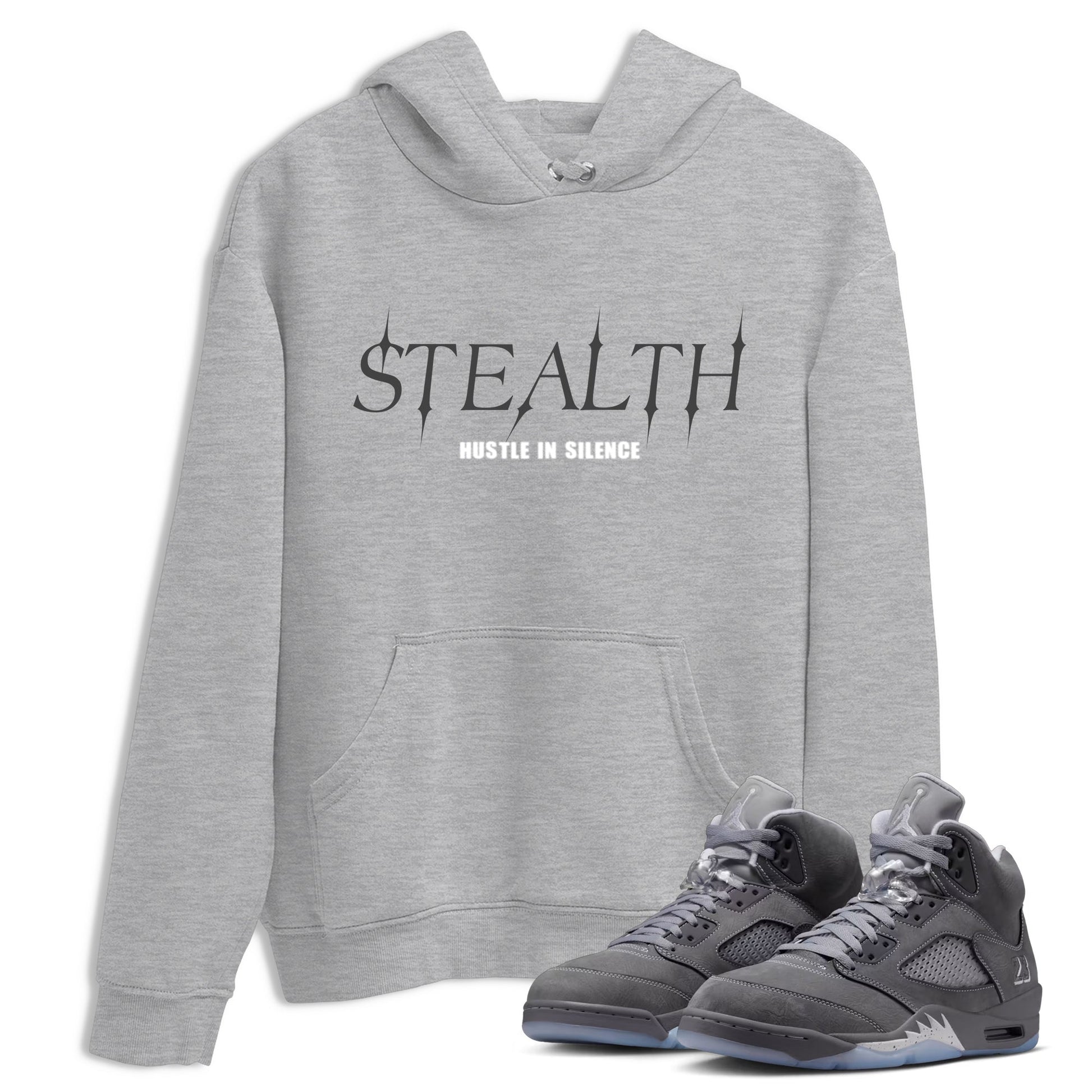 Sneakerfit for Sneakerheads – Sneaker Tees To Match Air Jordan 5 Wolf Grey Sneakers – Stealth Tee Heather Grey 1