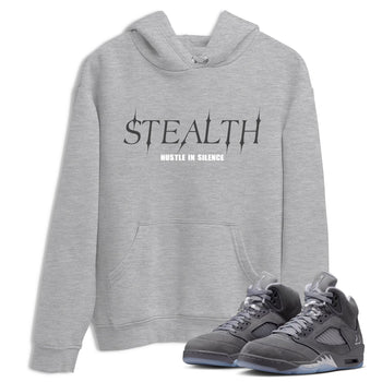 Sneakerfit for Sneakerheads – Sneaker Tees To Match Air Jordan 5 Wolf Grey Sneakers – Stealth Tee Heather Grey 1