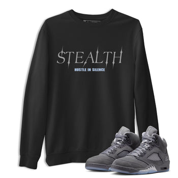Sneakerfit for Sneakerheads – Sneaker Tees To Match Air Jordan 5 Wolf Grey Sneakers – Stealth Tee Black 1