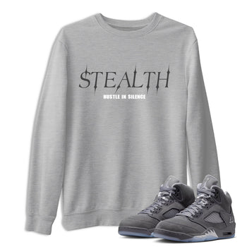 Sneakerfit for Sneakerheads – Sneaker Tees To Match Air Jordan 5 Wolf Grey Sneakers – Stealth Tee Heather Grey 1