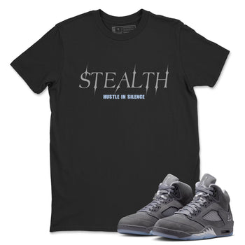 Sneakerfit for Sneakerheads – Sneaker Tees To Match Air Jordan 5 Wolf Grey Sneakers – Stealth Tee Black 1