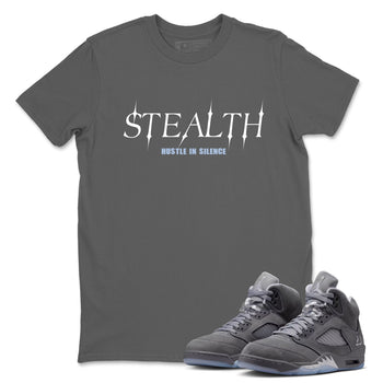 Sneakerfit for Sneakerheads – Sneaker Tees To Match Air Jordan 5 Wolf Grey Sneakers – Stealth Tee Cool Grey 1