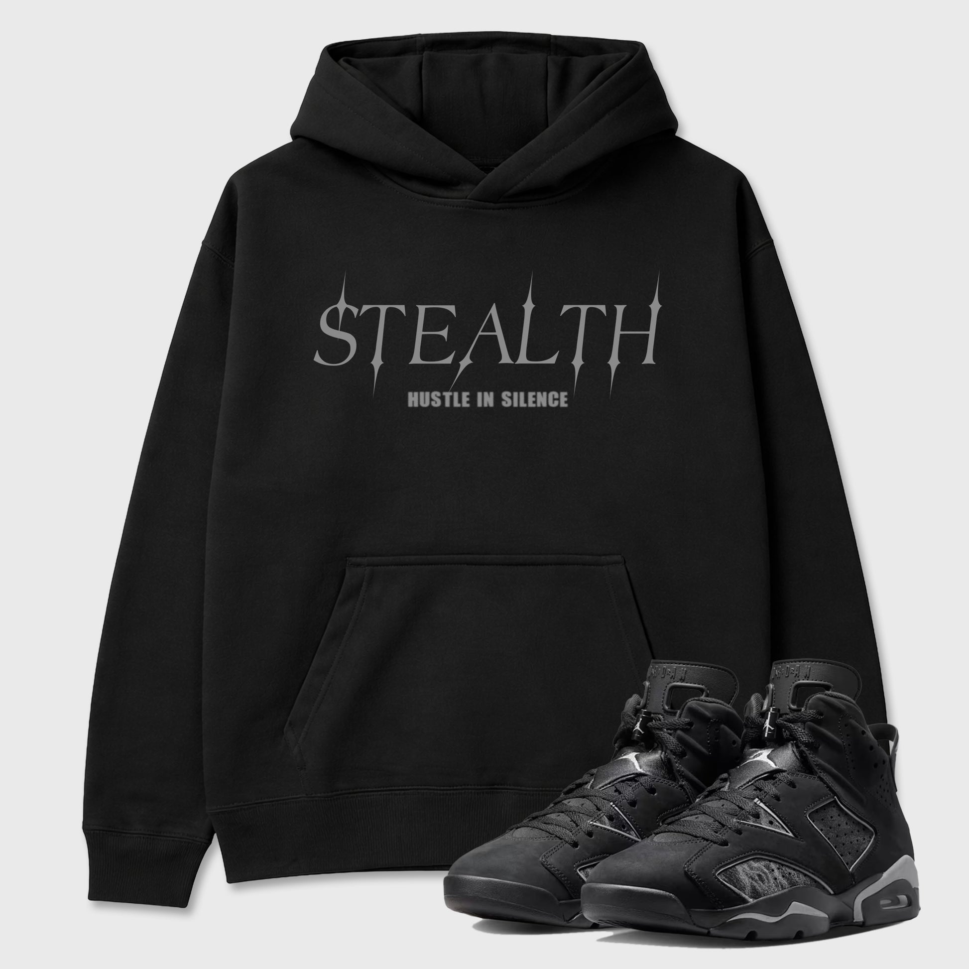 Sneaker match tees – Sneaker Tees To Match Air Jordan 6 Cap and Gown Shoes – Stealth Tee Black 1