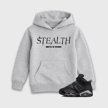 Sneaker match tees – Sneaker Tees To Match Air Jordan 6 Cap and Gown Shoes – Stealth Kids T-Shirt Heather Grey 1