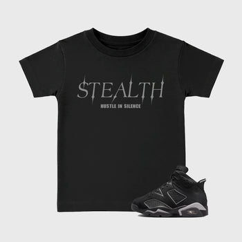 Sneaker match tees – Sneaker Tees To Match Air Jordan 6 Cap and Gown Shoes – Stealth Kids T-Shirt Black 1