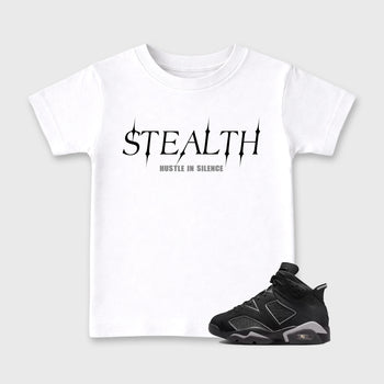 Sneaker match tees – Sneaker Tees To Match Air Jordan 6 Cap and Gown Shoes – Stealth Kids T-Shirt White 1