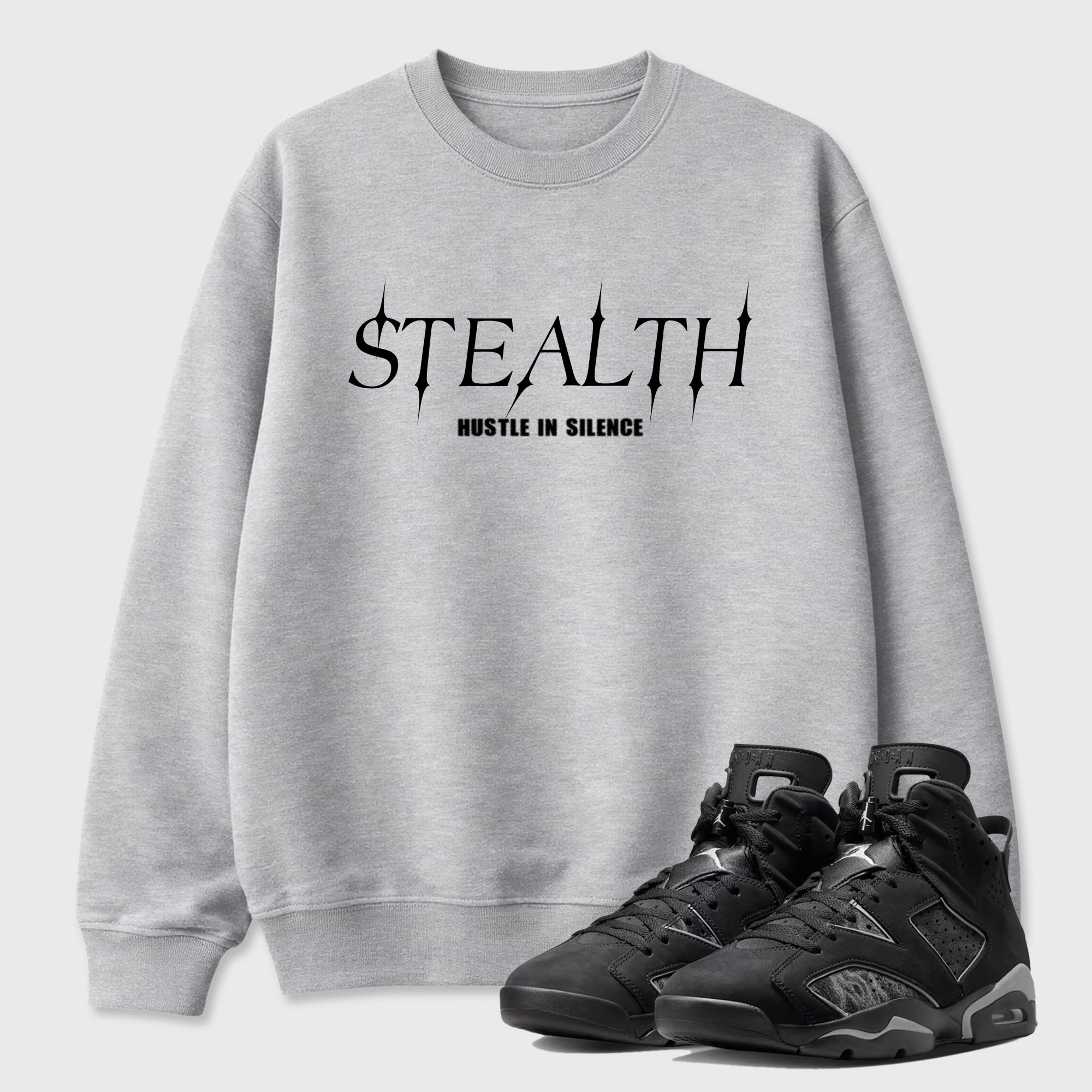 Sneaker match tees – Sneaker Tees To Match Air Jordan 6 Cap and Gown Shoes – Stealth Tee Heather Grey 1