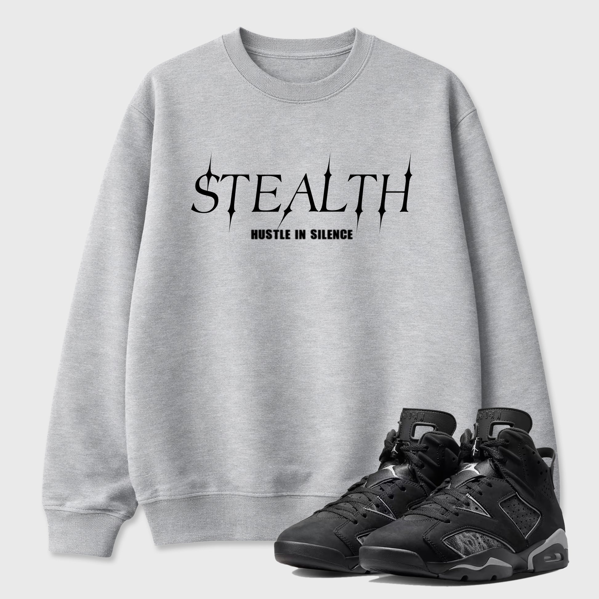 Sneaker match tees – Sneaker Tees To Match Air Jordan 6 Cap and Gown Shoes – Stealth Tee Heather Grey 1