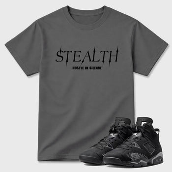 Sneaker match tees – Sneaker Tees To Match Air Jordan 6 Cap and Gown Shoes – Stealth Tee Cool Grey 1
