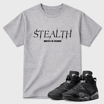 Sneaker match tees – Sneaker Tees To Match Air Jordan 6 Cap and Gown Shoes – Stealth Tee Heather Grey 1