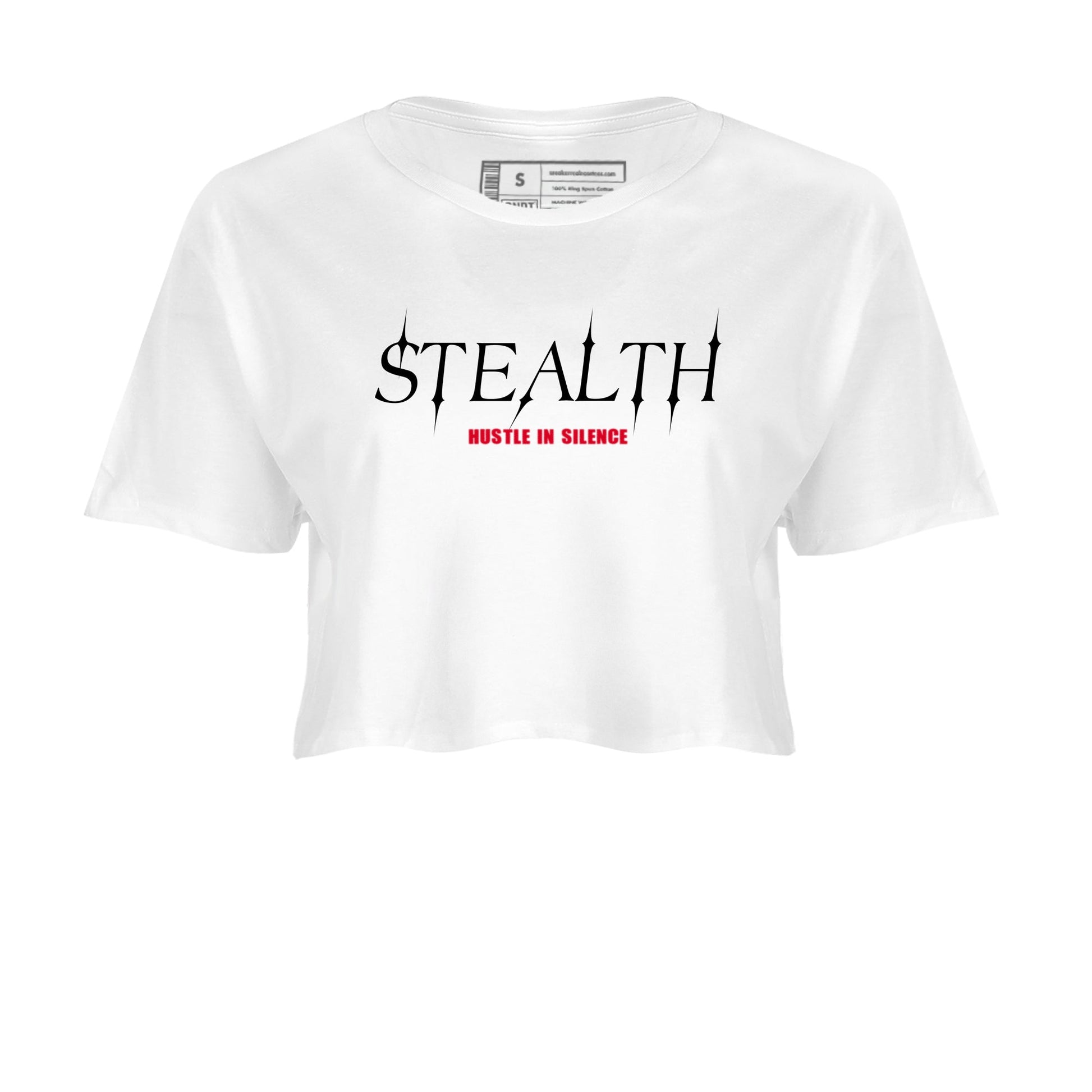 Sneaker match tees – Sneaker Tees To Match Air Jordan 6 Reverse Infrared Shoes – Stealth Crop T-Shirt White 2
