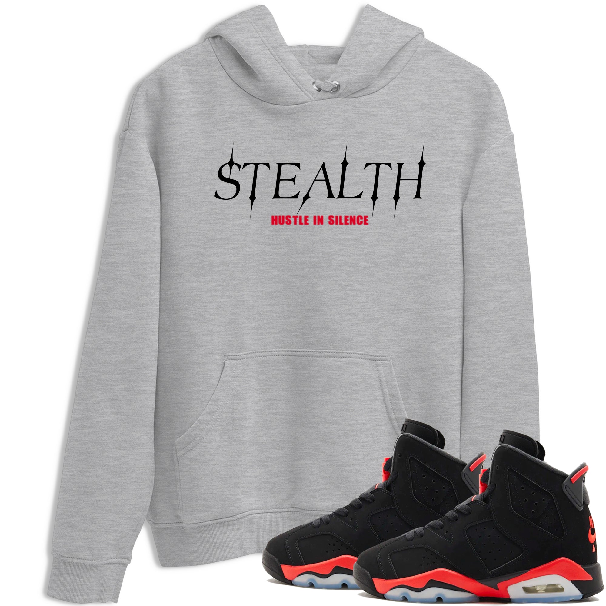 Sneaker match tees – Sneaker Tees To Match Air Jordan 6 Reverse Infrared Shoes – Stealth Tee Heather Grey 1