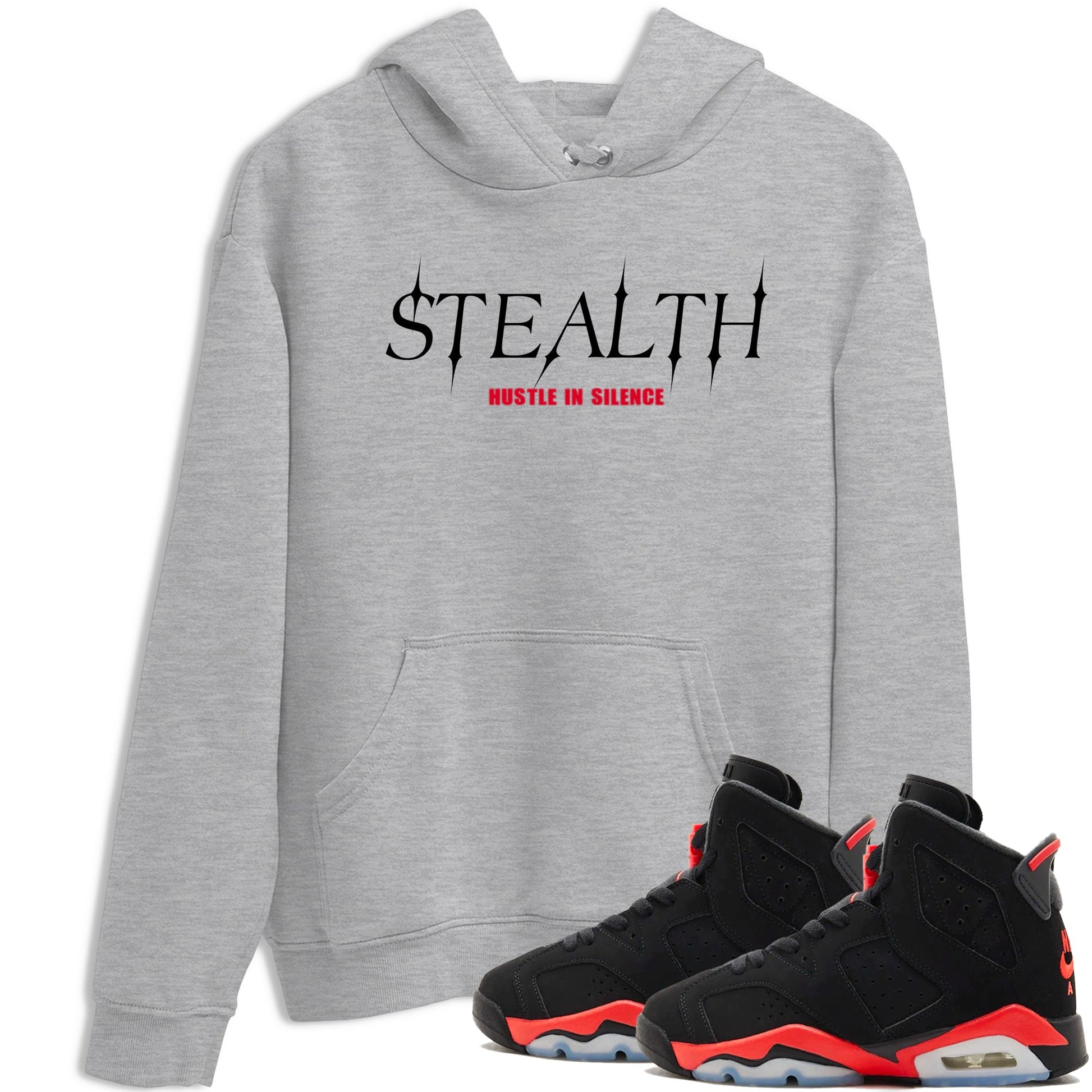 Sneaker match tees – Sneaker Tees To Match Air Jordan 6 Reverse Infrared Shoes – Stealth Tee Heather Grey 1