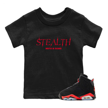 Sneaker match tees – Sneaker Tees To Match Air Jordan 6 Reverse Infrared Shoes – Stealth Kids T-Shirt Black 1