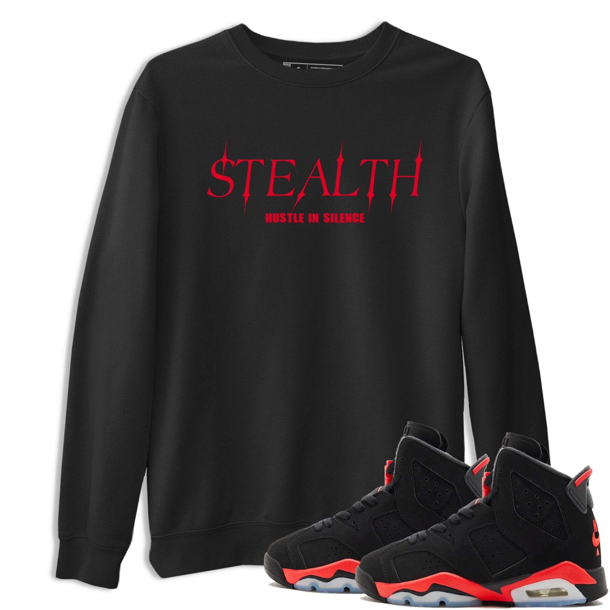 Sneaker match tees – Sneaker Tees To Match Air Jordan 6 Reverse Infrared Shoes – Stealth Tee Black 1