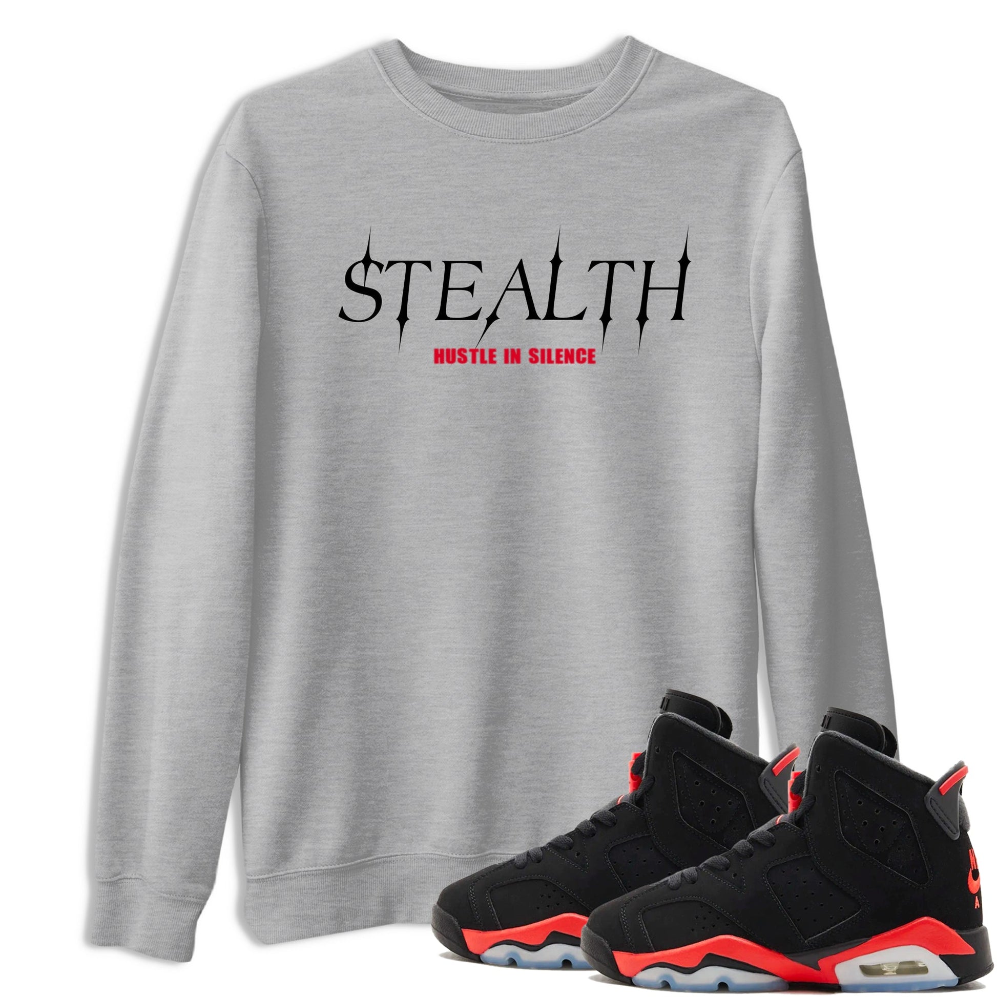 Sneaker match tees – Sneaker Tees To Match Air Jordan 6 Reverse Infrared Shoes – Stealth Tee Heather Grey 1