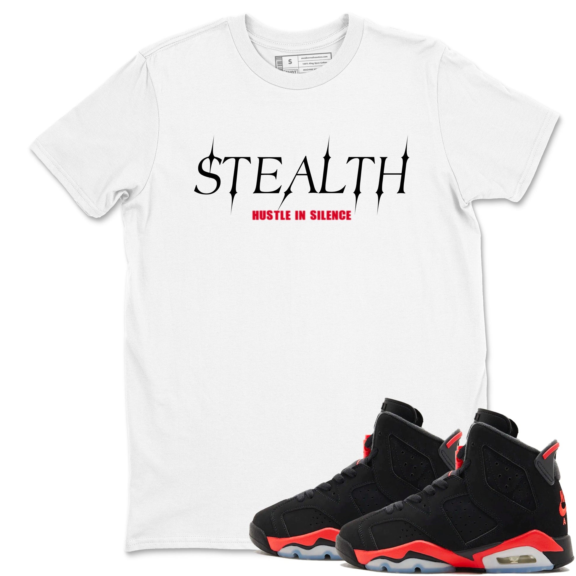 Sneaker match tees – Sneaker Tees To Match Air Jordan 6 Reverse Infrared Shoes – Stealth Tee White 1
