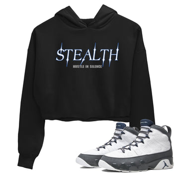 Sneaker match tees – Sneaker Tees To Match Air Jordan 9 Flint Grey Shoes – Stealth Crop T-Shirt Black 1