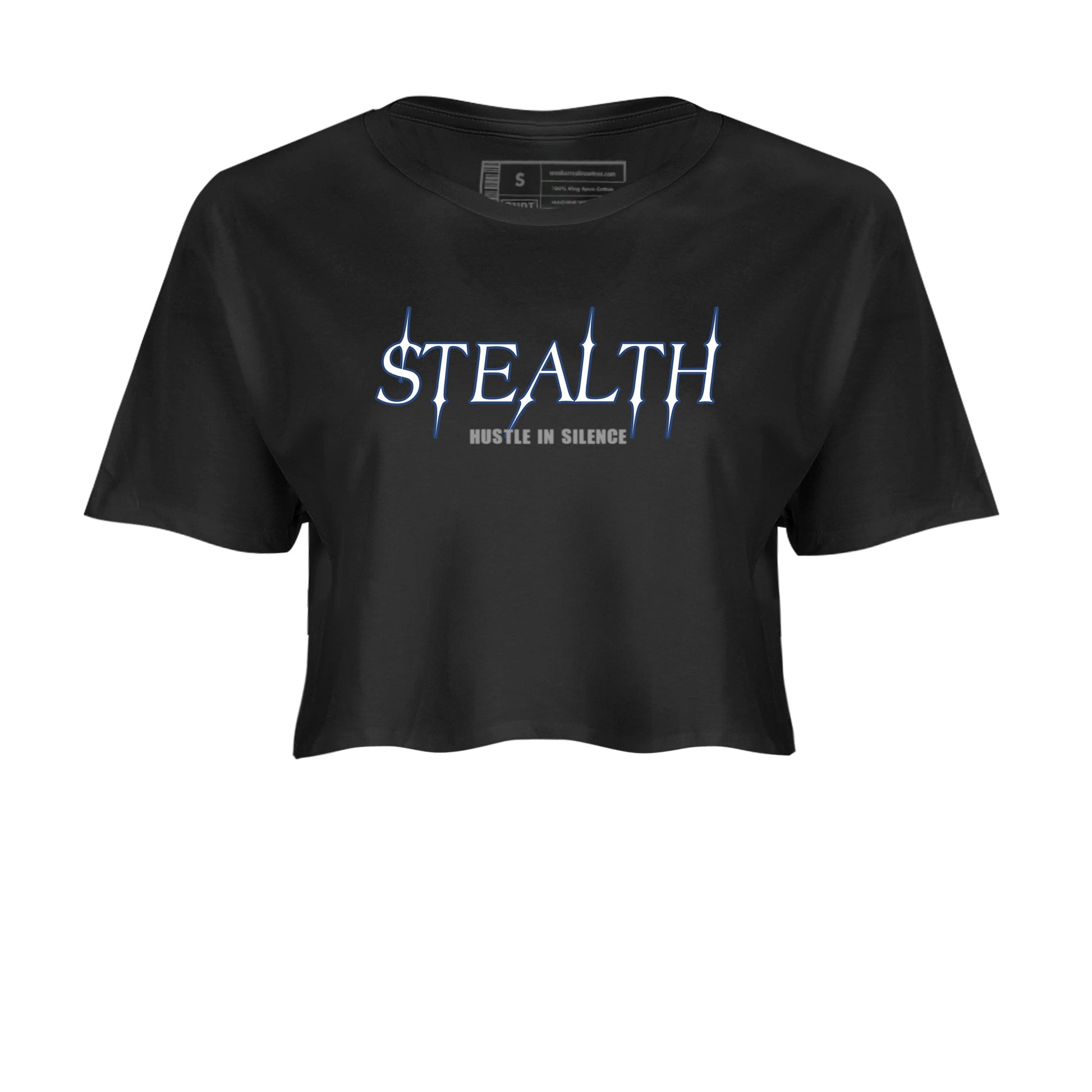 Sneaker match tees – Sneaker Tees To Match Air Jordan 9 Flint Grey Shoes – Stealth Crop T-Shirt Black 2