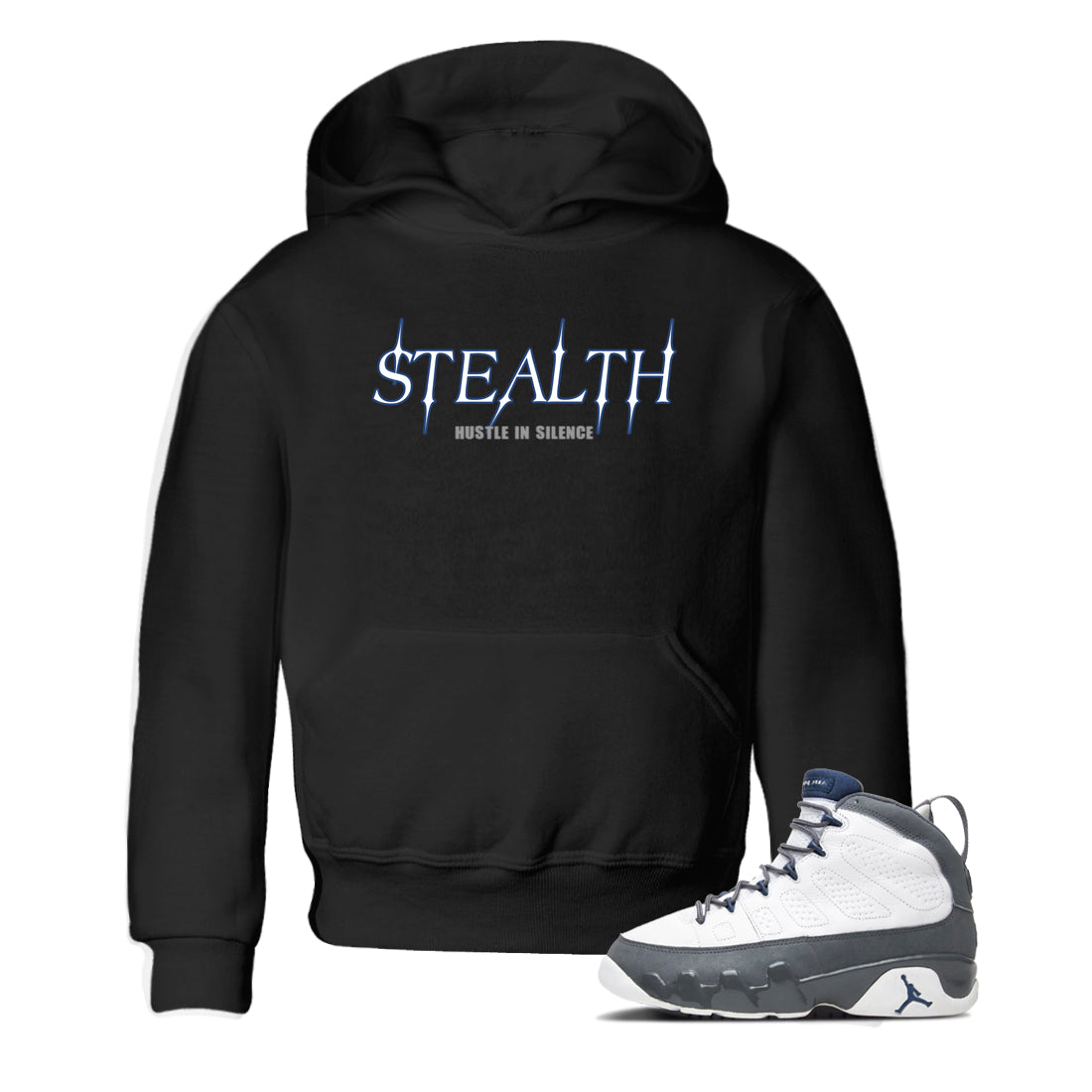 Sneaker match tees – Sneaker Tees To Match Air Jordan 9 Flint Grey Shoes – Stealth Kids T-Shirt Black 1