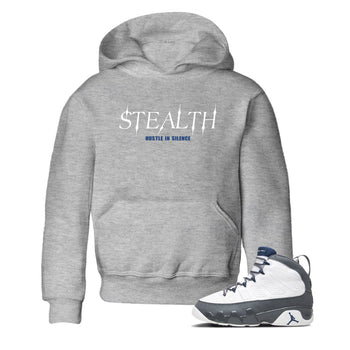 Sneaker match tees – Sneaker Tees To Match Air Jordan 9 Flint Grey Shoes – Stealth Kids T-Shirt Heather Grey 1