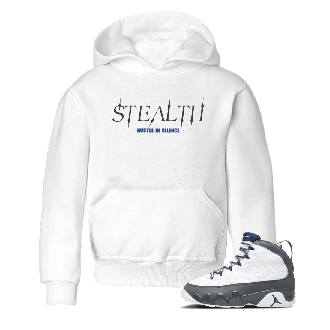 Sneaker match tees – Sneaker Tees To Match Air Jordan 9 Flint Grey Shoes – Stealth Kids T-Shirt White 1