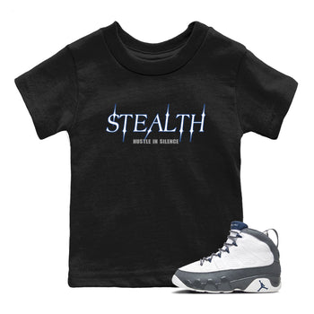 Sneaker match tees – Sneaker Tees To Match Air Jordan 9 Flint Grey Shoes – Stealth Kids T-Shirt Black 1