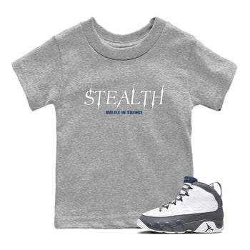 Sneaker match tees – Sneaker Tees To Match Air Jordan 9 Flint Grey Shoes – Stealth Kids T-Shirt Heather Grey 1