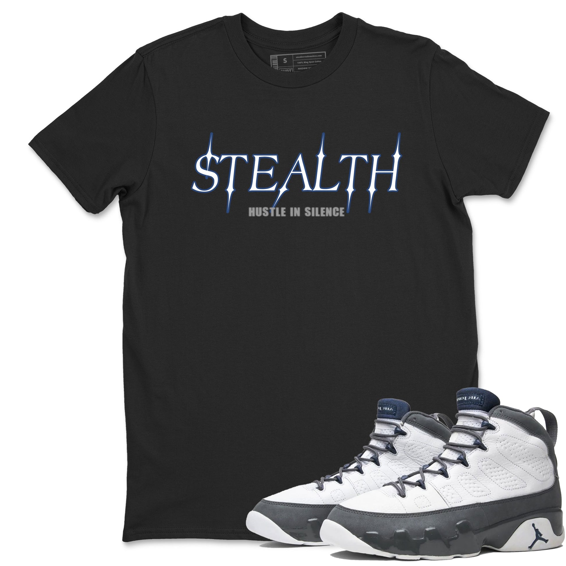 Sneaker match tees – Sneaker Tees To Match Air Jordan 9 Flint Grey Shoes – Stealth Tee Black 1