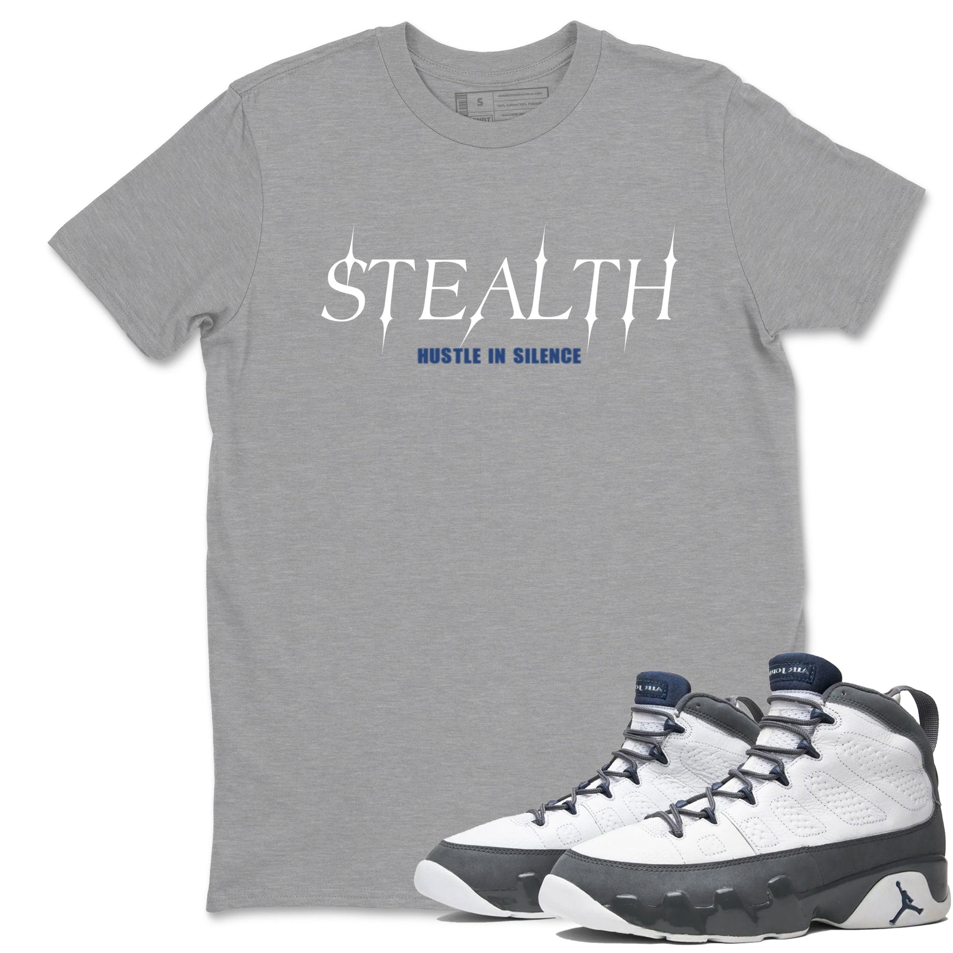 Sneaker match tees – Sneaker Tees To Match Air Jordan 9 Flint Grey Shoes – Stealth Tee Heather Grey 1