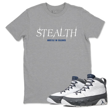 Sneaker match tees – Sneaker Tees To Match Air Jordan 9 Flint Grey Shoes – Stealth Tee Heather Grey 1
