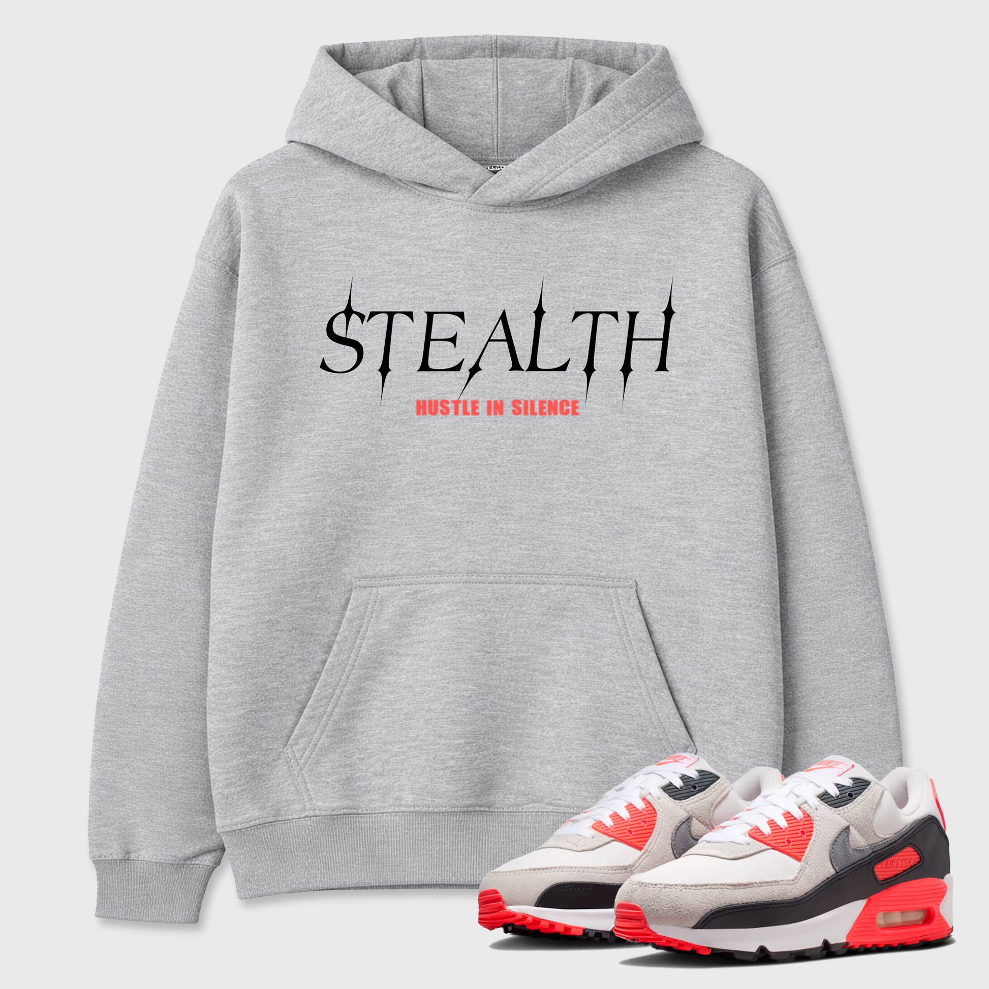 Sneaker match tees – Sneaker Tees To Match Air Max 90 Infrared Shoes – Stealth Tee Heather Grey 1