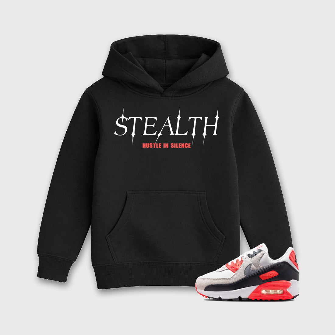 Sneaker match tees – Sneaker Tees To Match Air Max 90 Infrared Shoes – Stealth Kids T-Shirt Black 1
