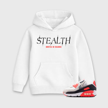 Sneaker match tees – Sneaker Tees To Match Air Max 90 Infrared Shoes – Stealth Kids T-Shirt White 1