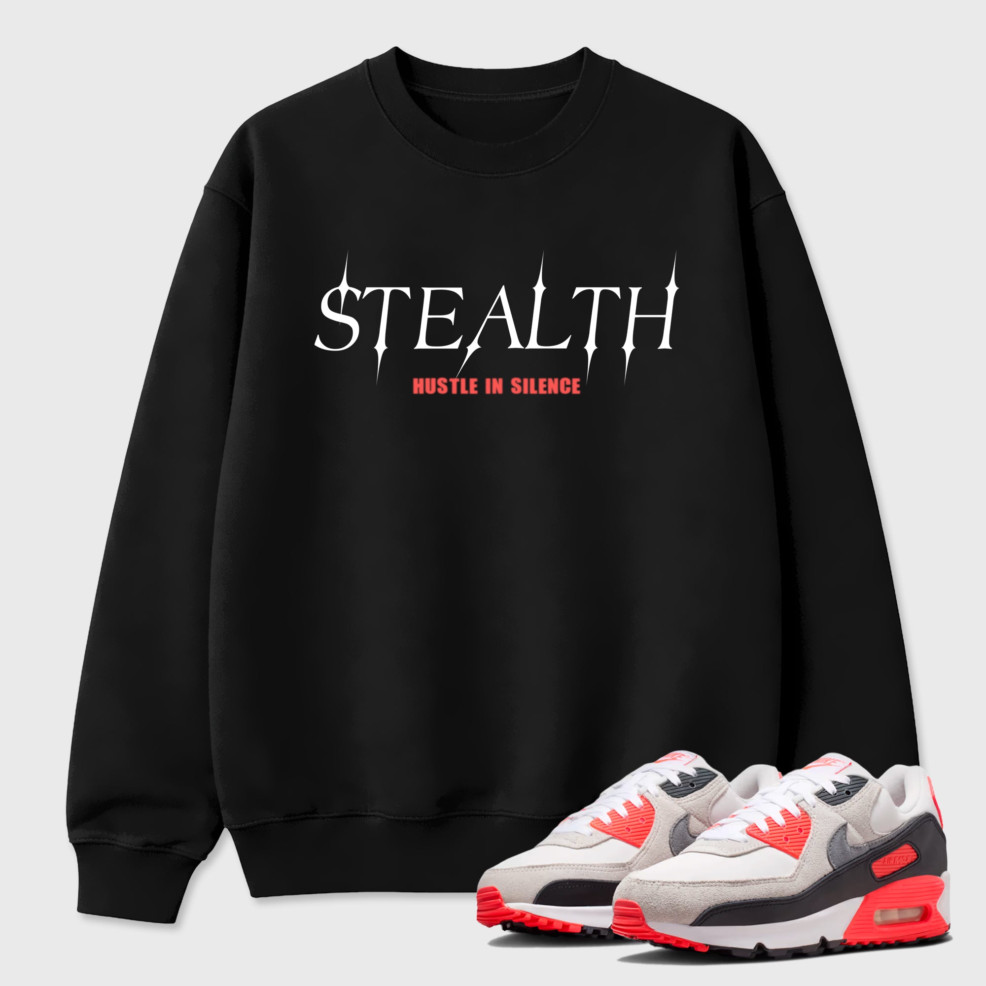 Sneaker match tees – Sneaker Tees To Match Air Max 90 Infrared Shoes – Stealth Tee Black 1