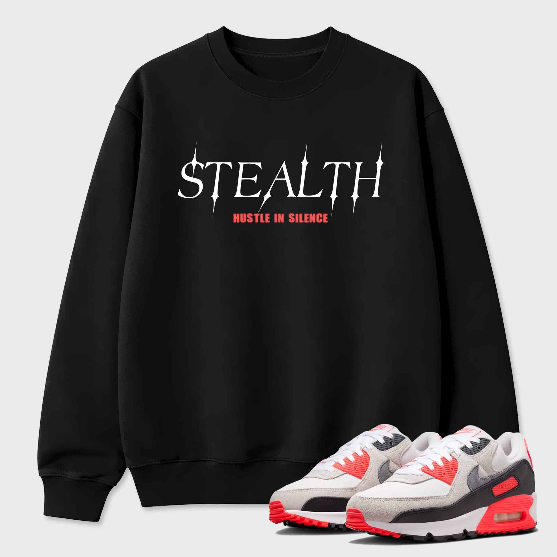 Sneaker match tees – Sneaker Tees To Match Air Max 90 Infrared Shoes – Stealth Tee Black 1