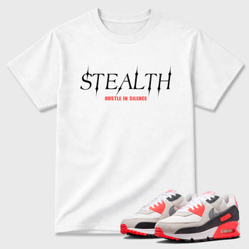 Sneaker match tees – Sneaker Tees To Match Air Max 90 Infrared Shoes – Stealth Tee White 1